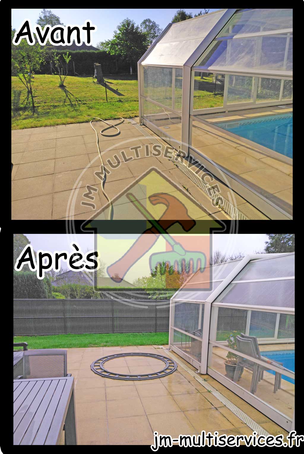 Installation de cloture rigide avec brise vue