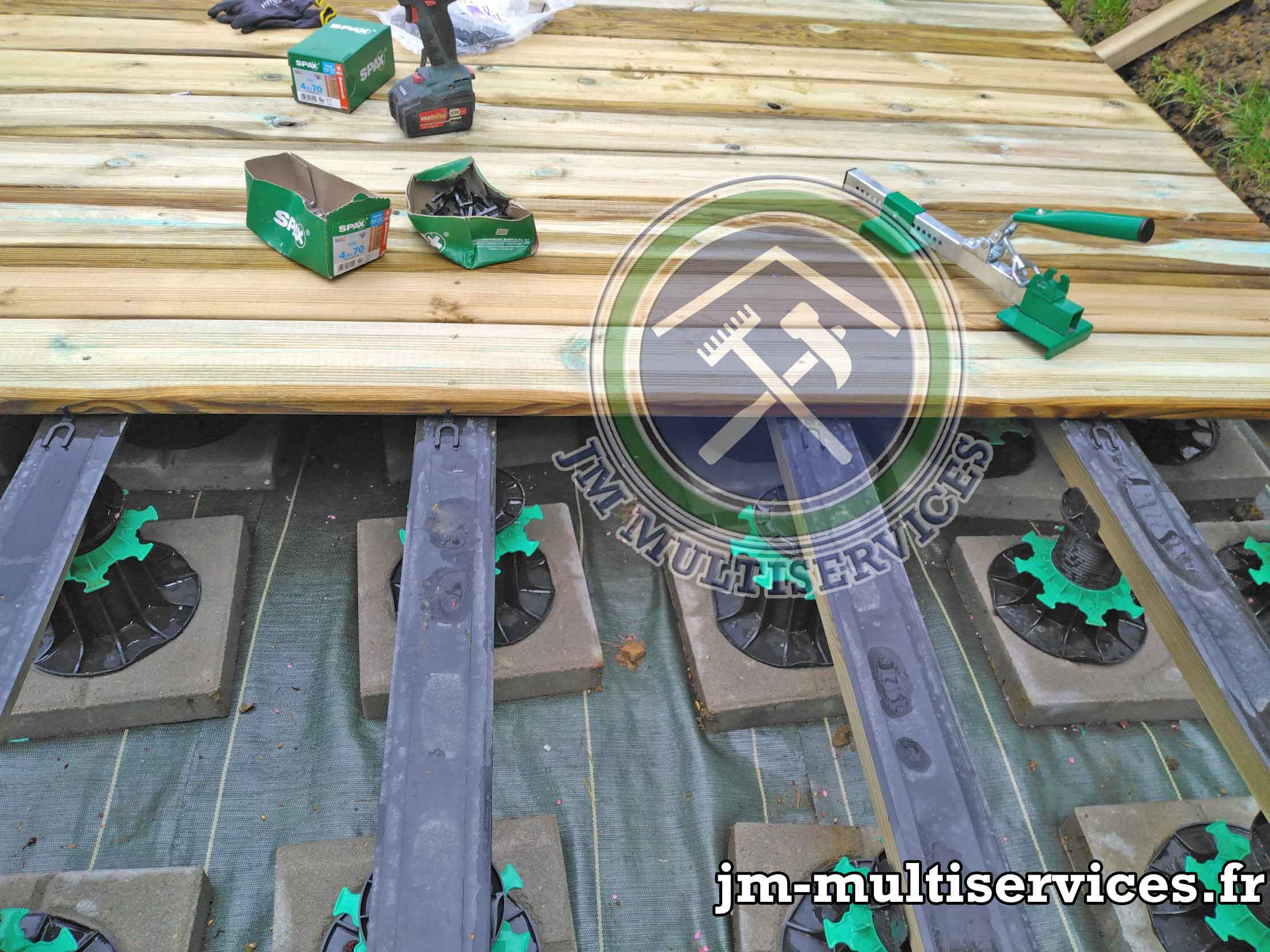 pose de terrasse autoclave sur plot et lambourdes