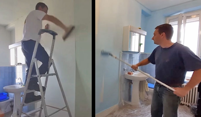 Pose de toile de verre et mise en peinture